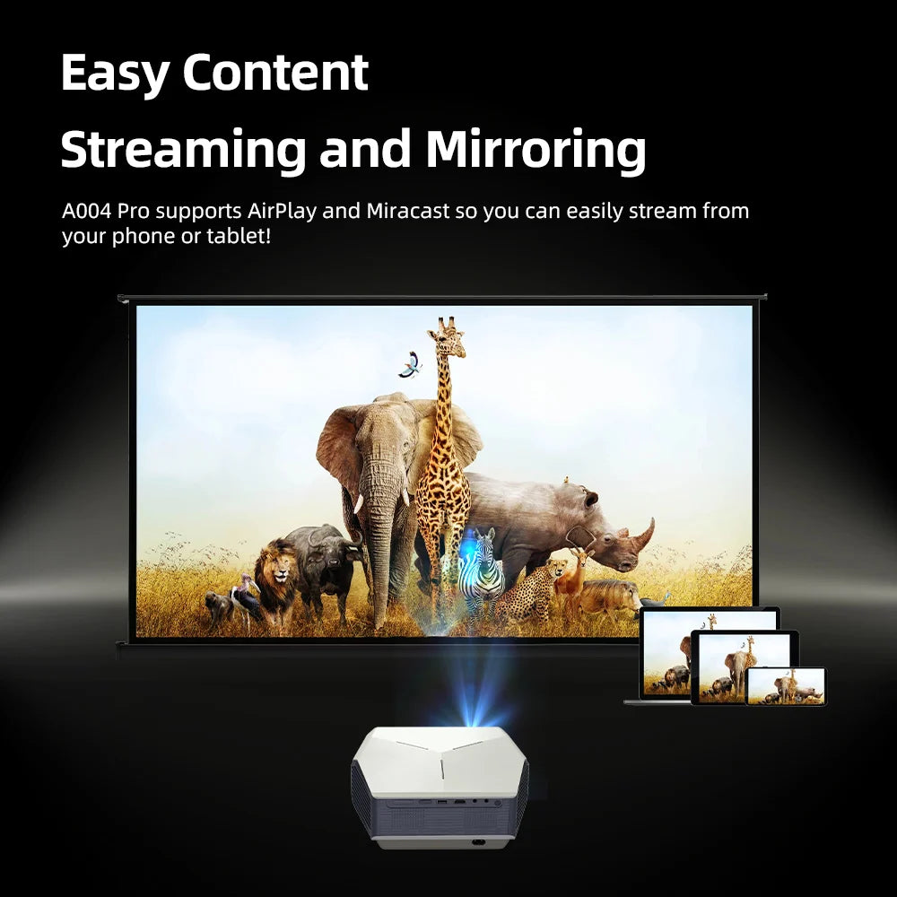 AUN A004 Pro Mini Projector — Android, Full HD 1080P, 4K Decode, Laser, WiFi, Home Theater