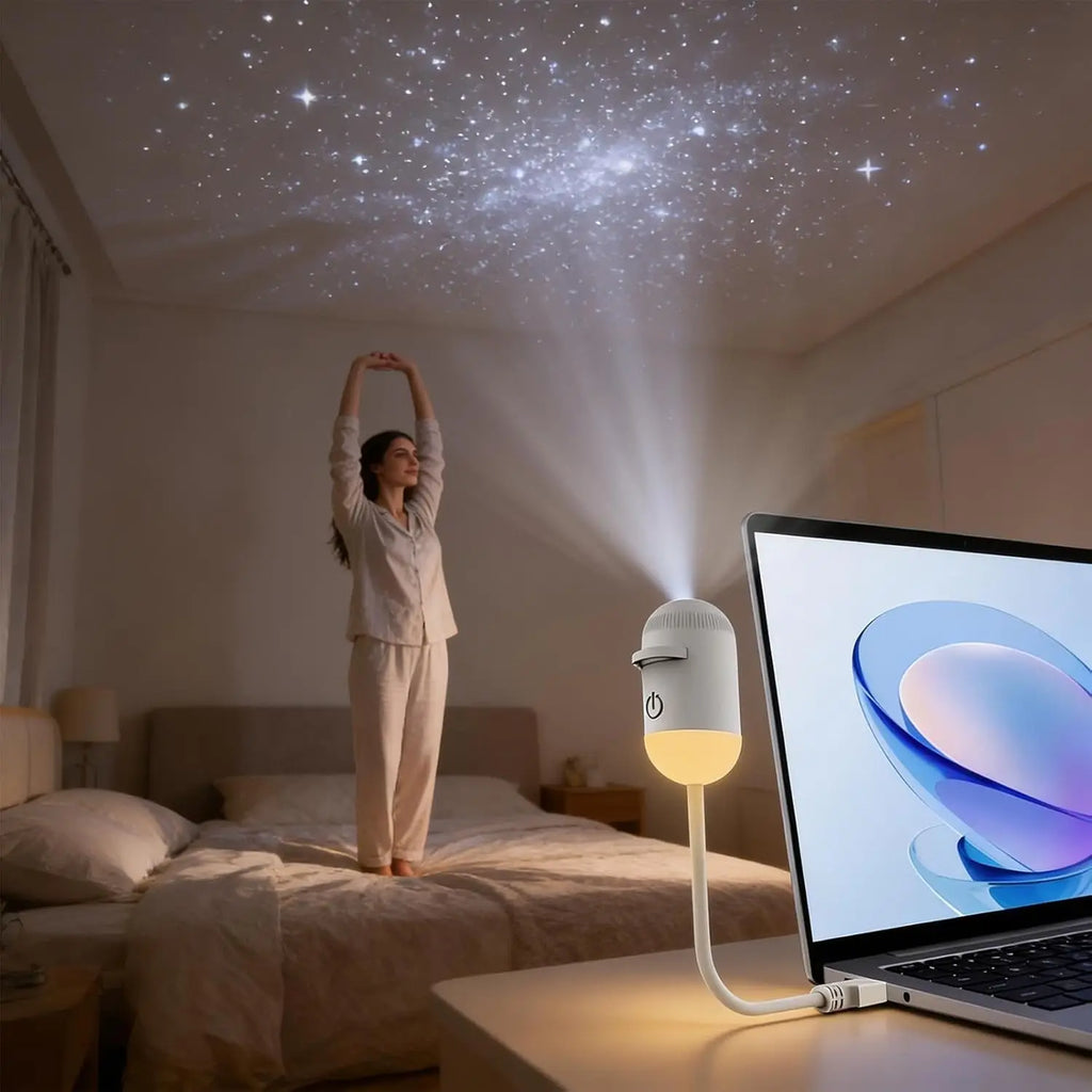 Mini Galaxy Star Projector USB LED 2 In1 Night Light Home Background Atmosphere Light Bedroom Car Decoration Children's Gift