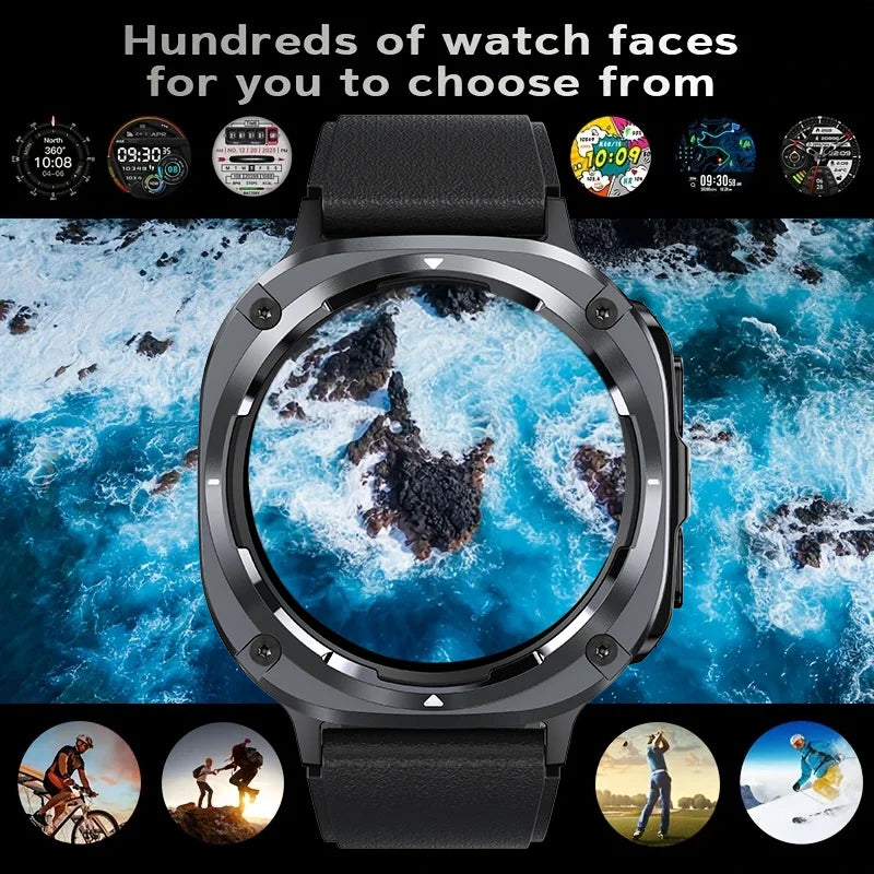 Smart Watch, Bluetooth Calling, Message Reminder, Stainless Steel Strap, Flashlight Function, Compatible with IPhone/Android