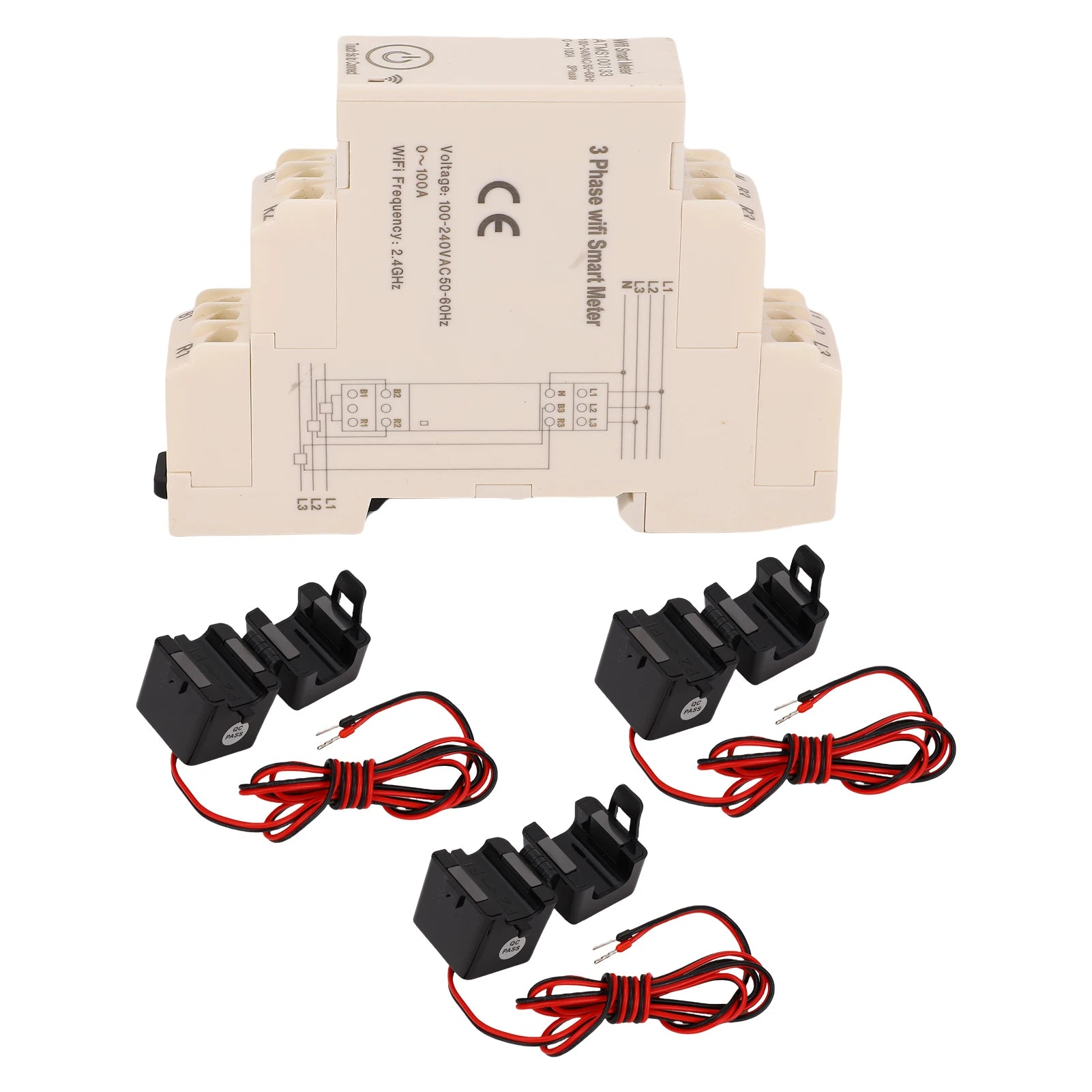Smart 3-Phase Energy Meter — Remote APP Control, Real-Time Monitoring, 3 Current Sensors