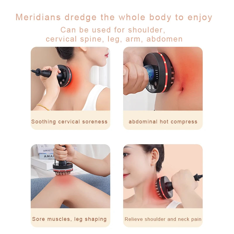 Electric Massager Meridian Massage Brush GuaSha Heating Microcurrent Anti Cellulite Beauty Scraping Infrared Heat Slimming