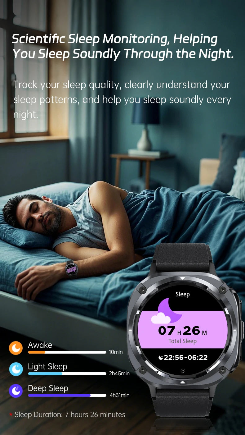 Smart Watch, Bluetooth Calling, Message Reminder, Stainless Steel Strap, Flashlight Function, Compatible with IPhone/Android