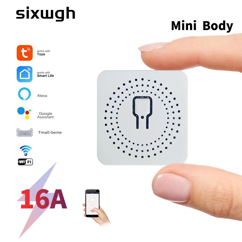 Smart Mini WiFi Switch — Voice & APP Control, 16A, Flame-Retardant, Easy Install