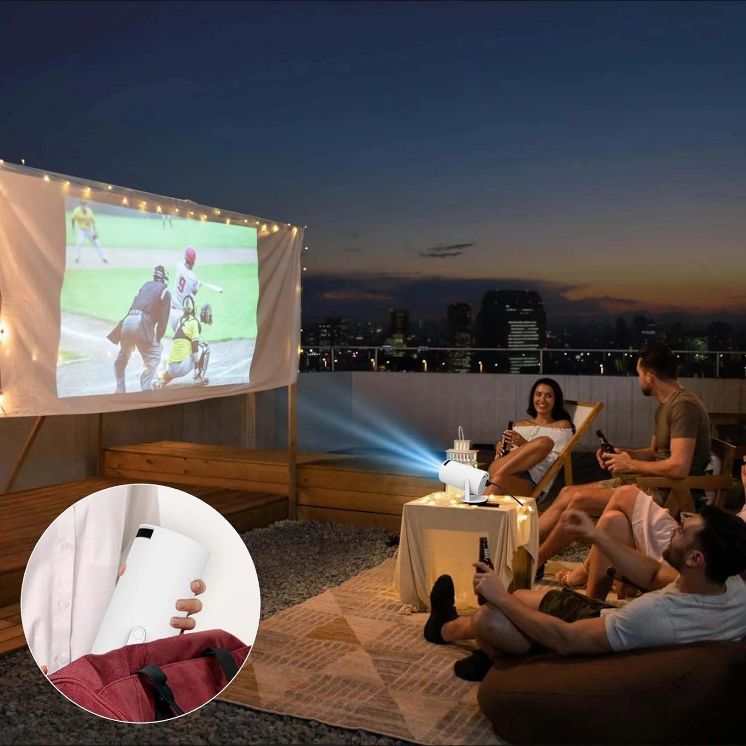 XFY Mini HY300 Projector with 5G WIFI and Bluetooth 4K 1080P Support Portable Projector 180° Rotatable Auto Keystone Projector
