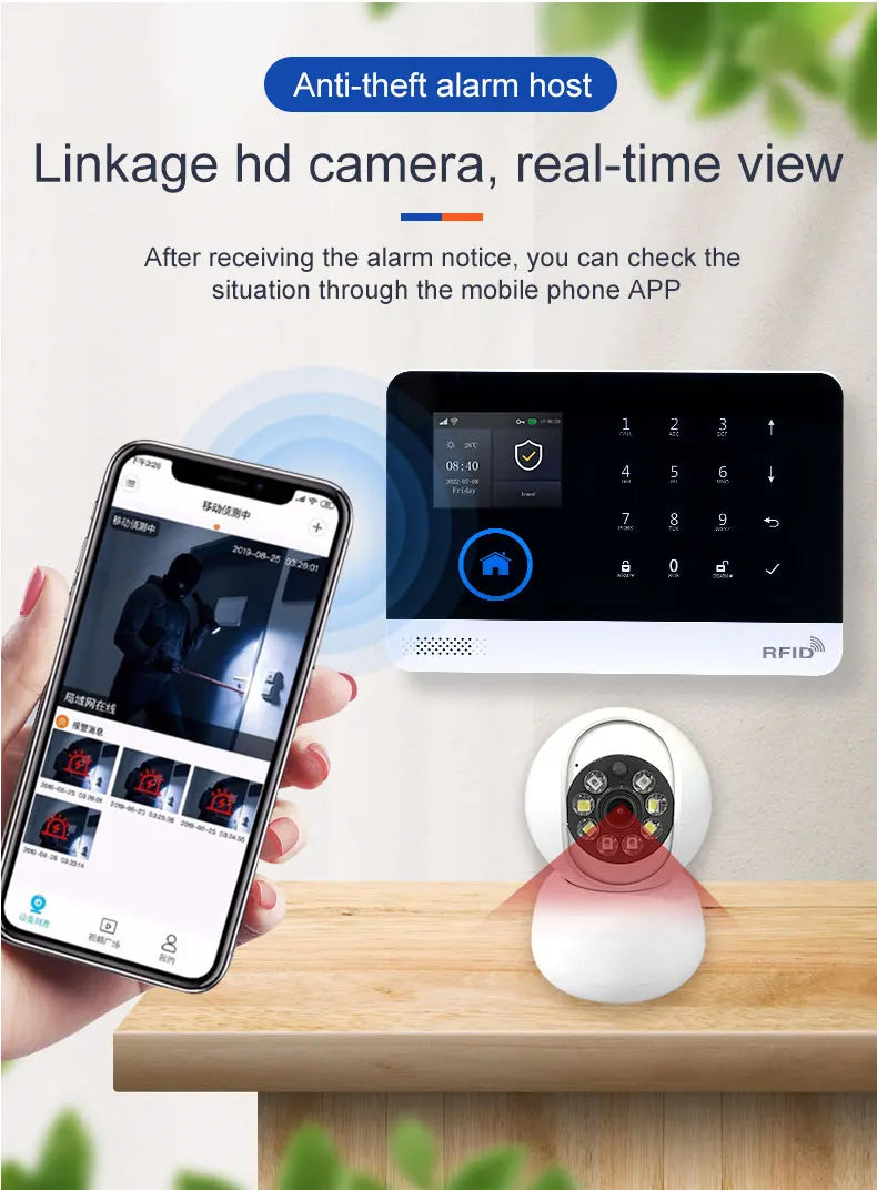 Smart Solar-Powered Home Alarm System — Tuya WiFi GSM, PIR & Door Sensors, Alexa Compatible