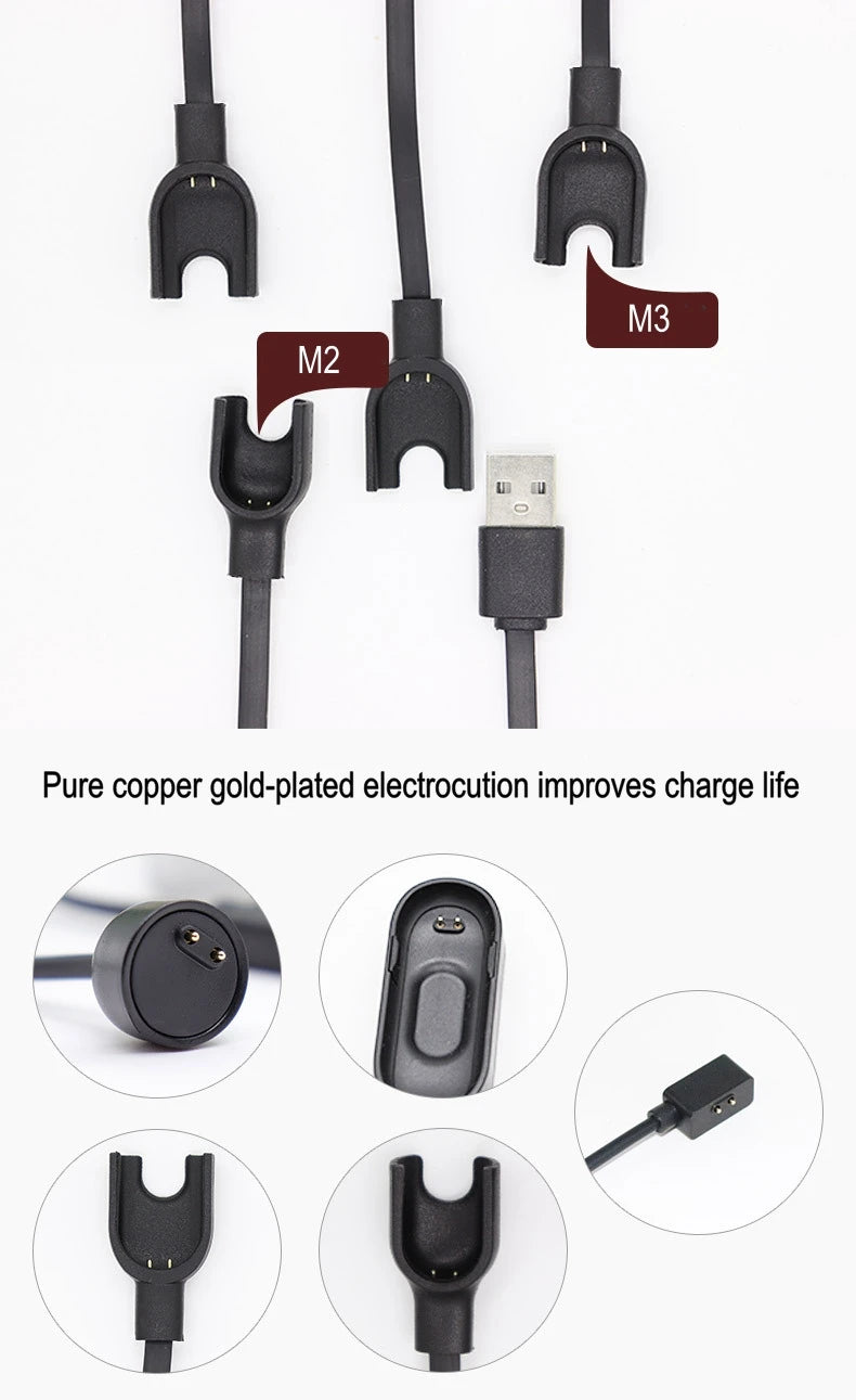 Charging Cable for Xiaomi Smart Band 10 9 8 7 Pro 6 5 4 2 Redmi Watch 4 3 Lite Active Redmi Smart Band 3 2 USB Magnetic Charger