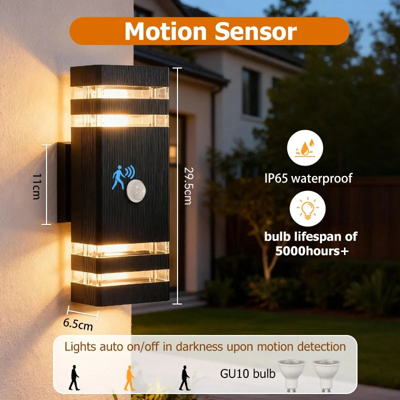 Smart Motion Sensing Outdoor Wall Light — Waterproof LED, 110V-220V for Porch & Garden