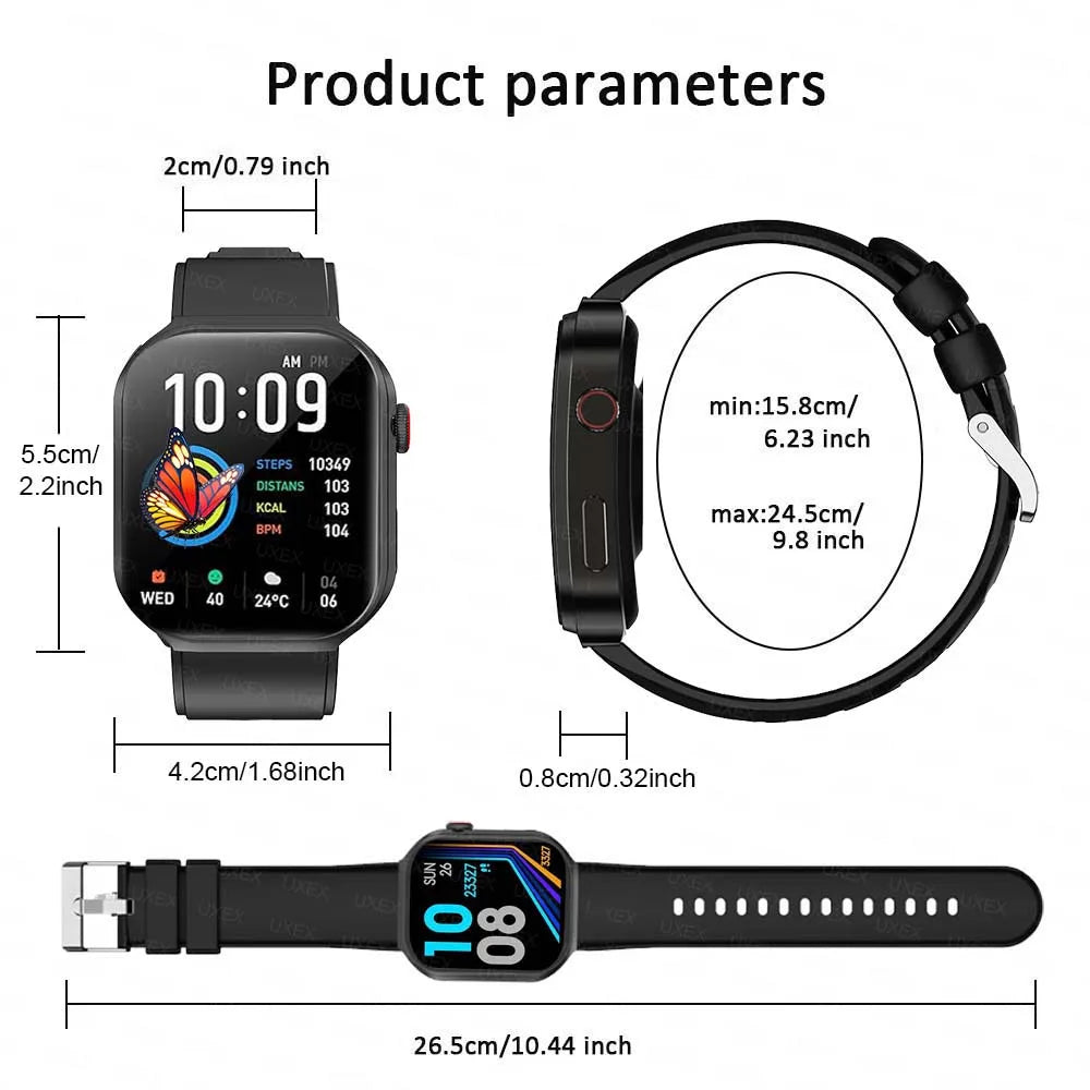 2026 New Smartwatch Men 2.01" Full Touch Screen Stopwatch Calculator Bluetooth Call Game Sport Smart Watches Multifunction Women