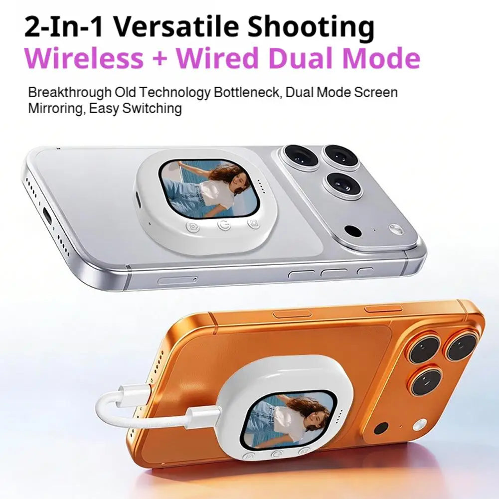 1/2PCS Mini Wireless Magnetic Phone Screen Projector Mobile Phone Rear Camera Selfie Video Camera for Vlog Live Selfie Screen
