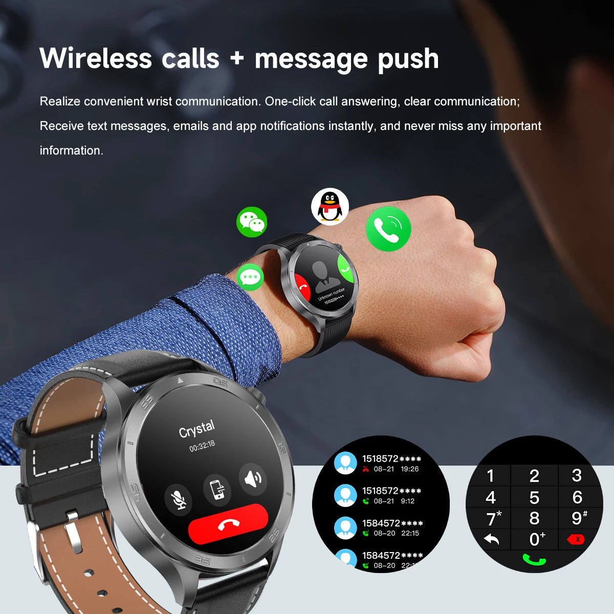 2026 new smart watch 1.53-inch HD large screen supports Bluetooth calls, multiple sports modes, compass health monitoring