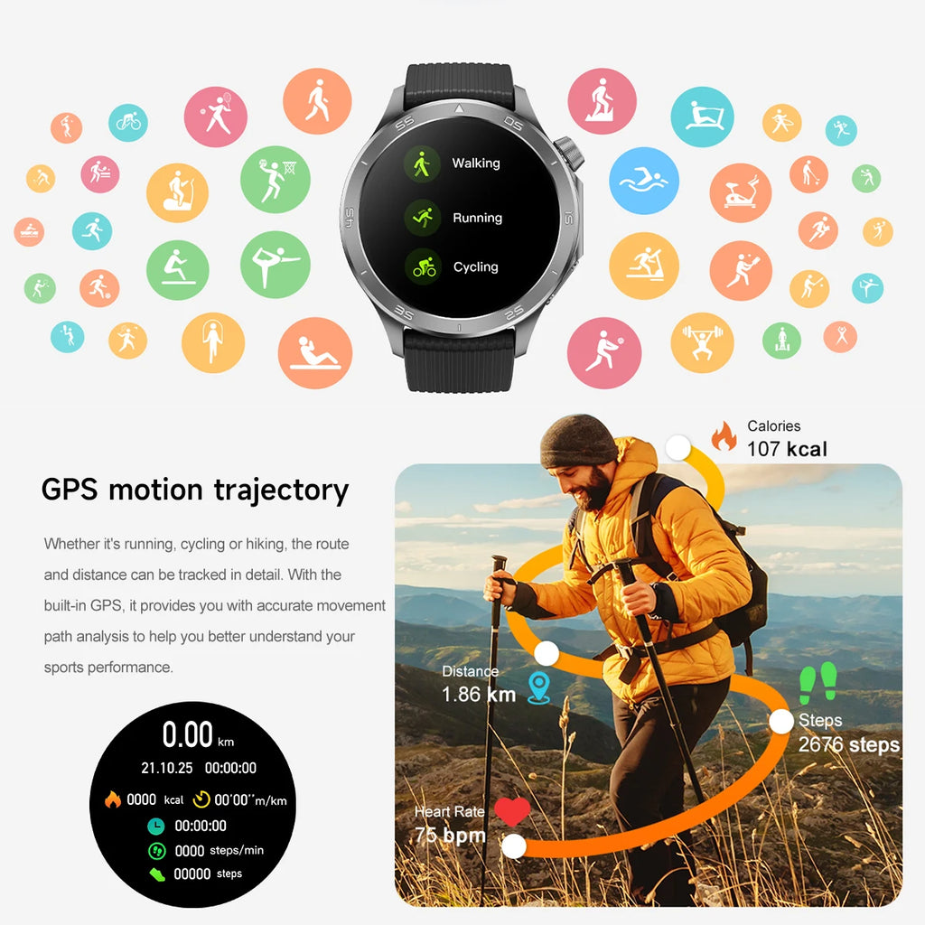 2026 new smart watch 1.53-inch HD large screen supports Bluetooth calls, multiple sports modes, compass health monitoring