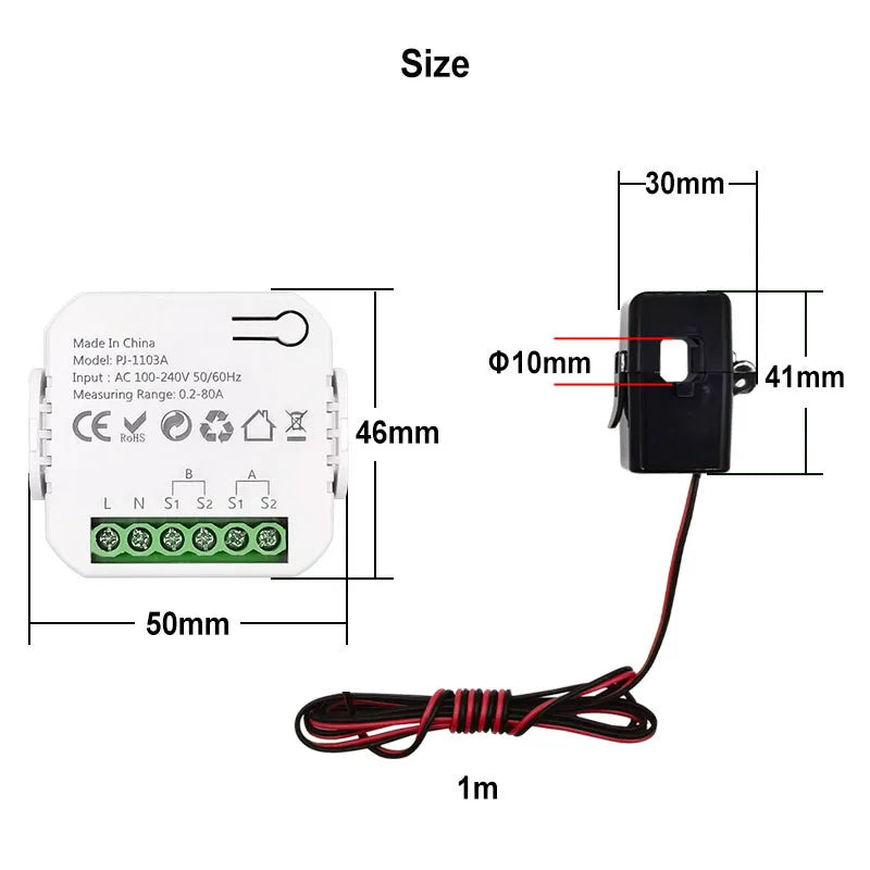 Smart WiFi Energy Meter — Single Phase, Bidirectional, Solar Monitor, Overload Alarm